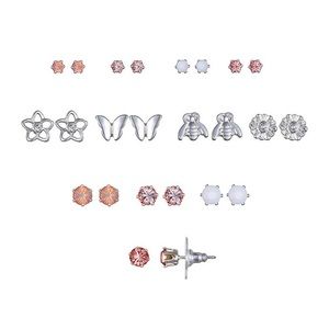 LC Lauren Conrad Bee Butterfly Nickel Free Stud Earrings - 12 Pairs Earring Set